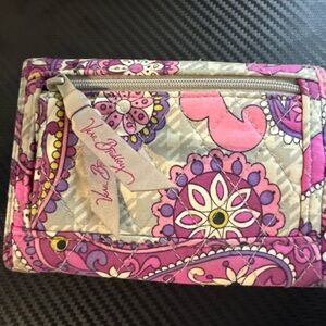 Vera Bradley Trifold Clutch/Wallet Pink Paisley